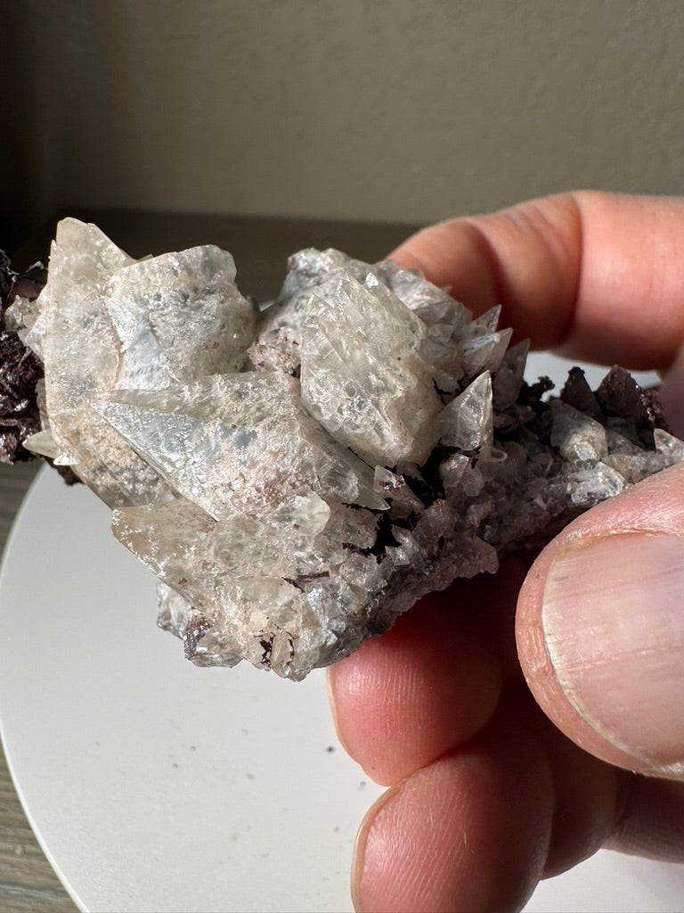 Dog Tooth Calcite with Hematite, El Potosi mine, Santa Eulalia, Chihuahua Mexico