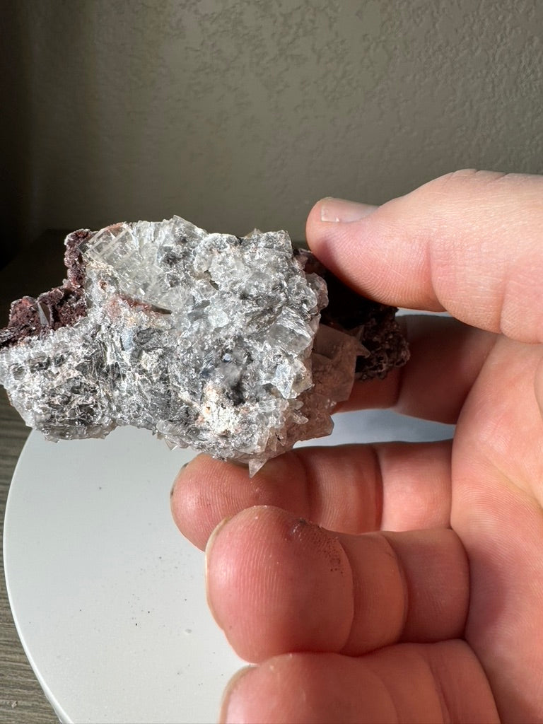 Dog Tooth Calcite with Hematite, El Potosi mine, Santa Eulalia, Chihuahua Mexico
