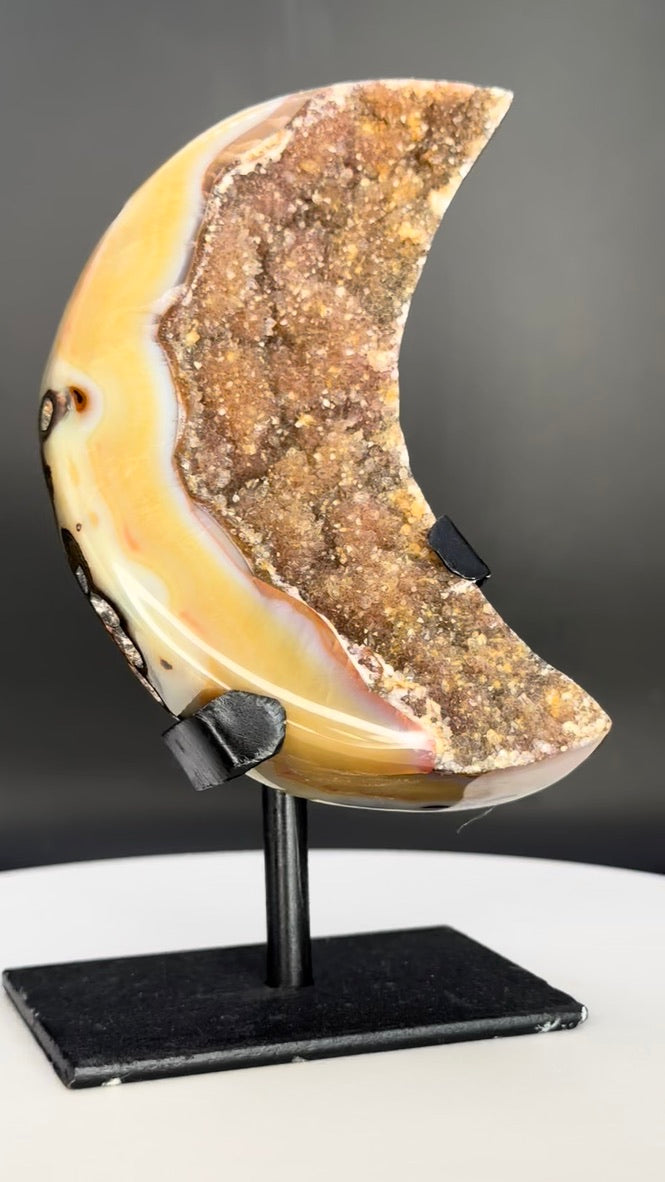 Agate Moon Covered in Druzy