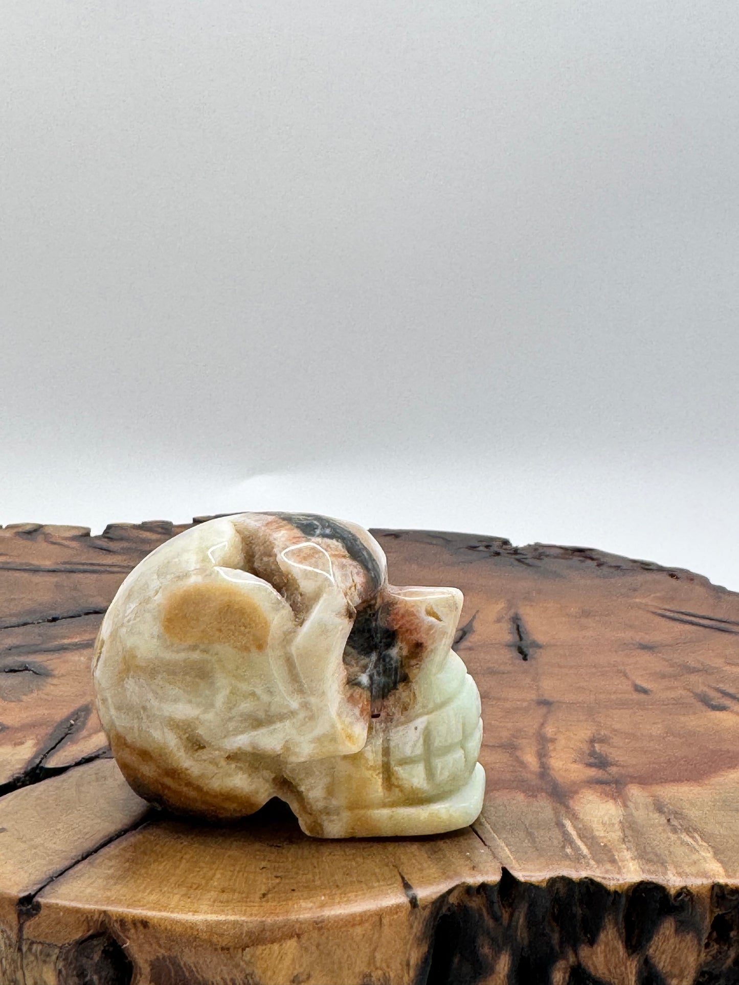 Hand Carved Agate Skull with Druzy 2"