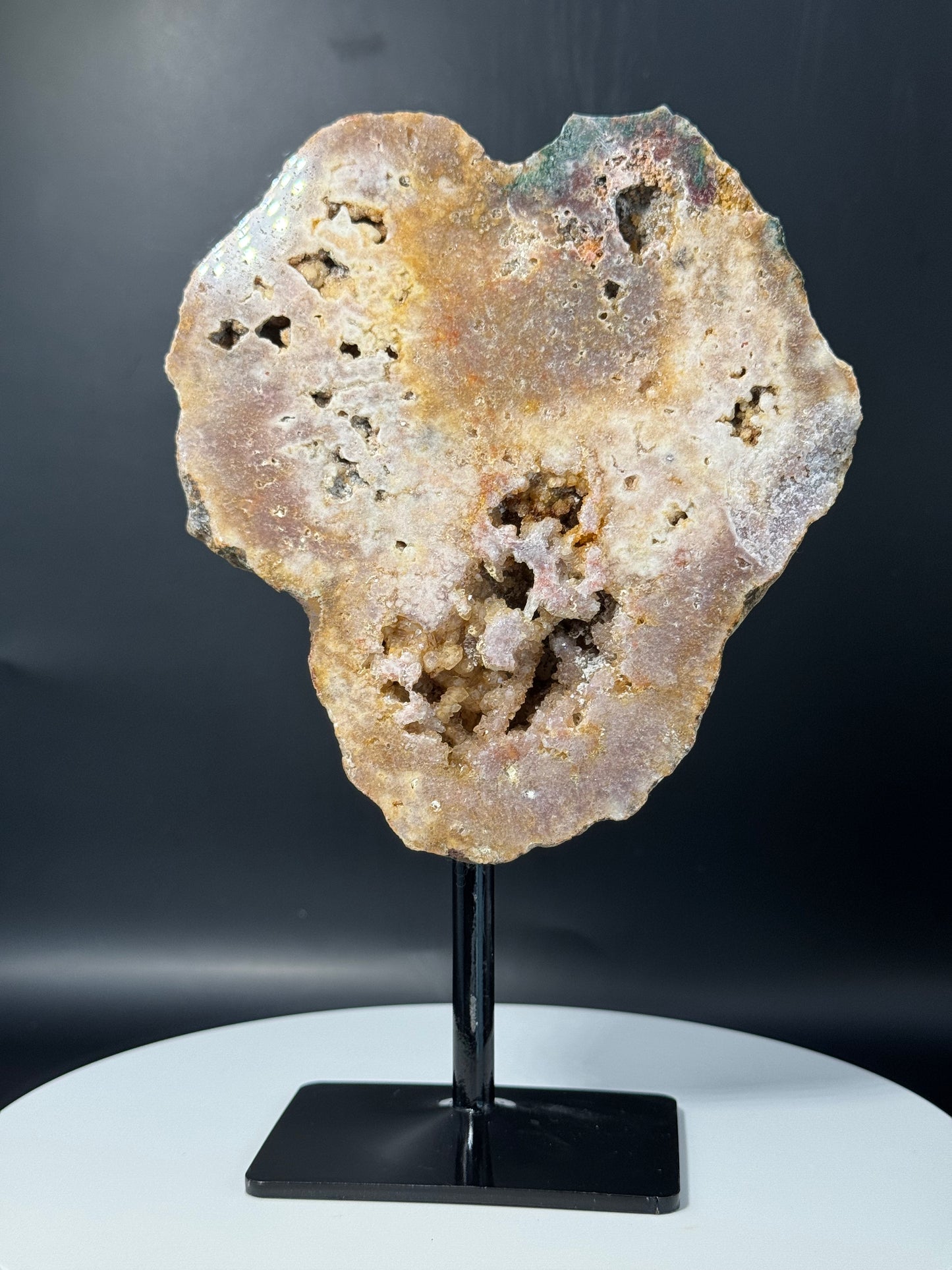 Pink Amethyst Slab on Stand from Brazil