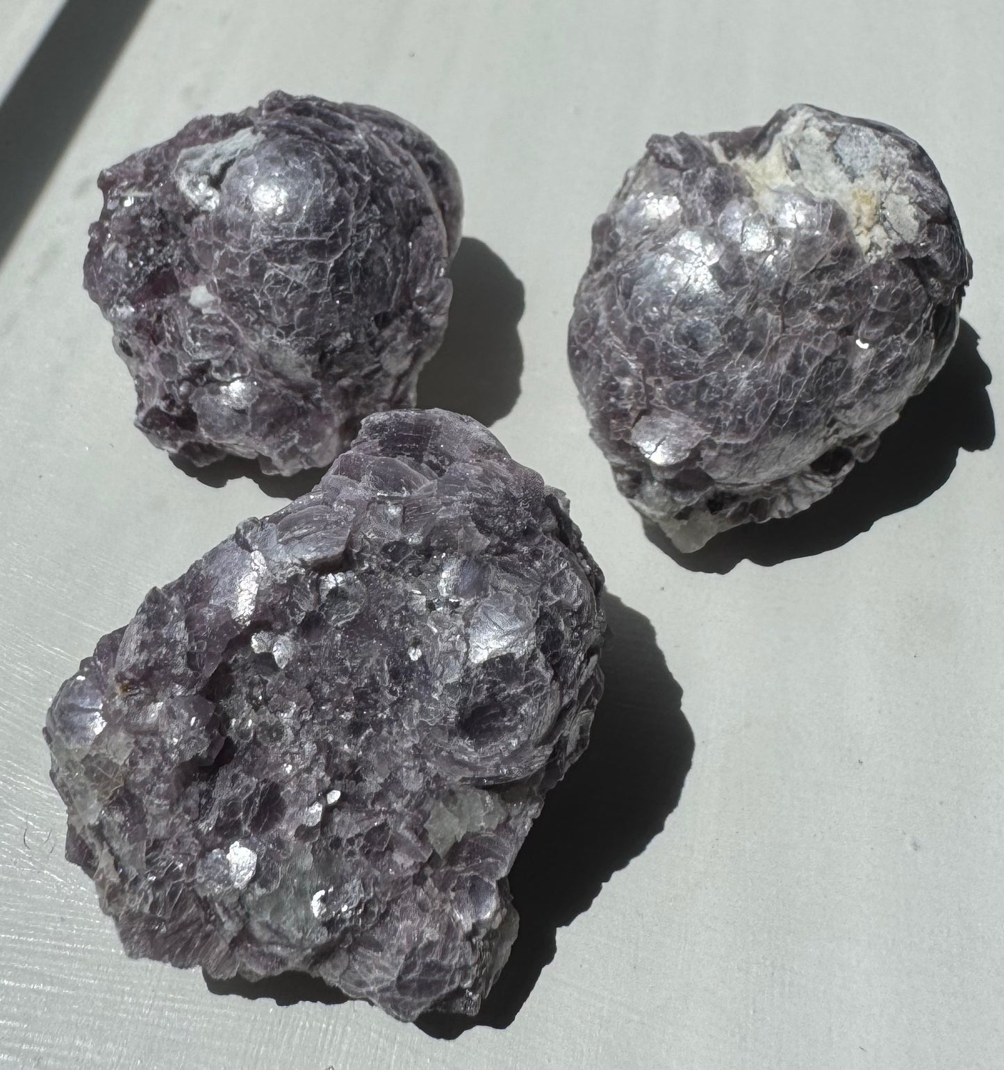 3 Botryoidal Lepidolite Crystal Clusters