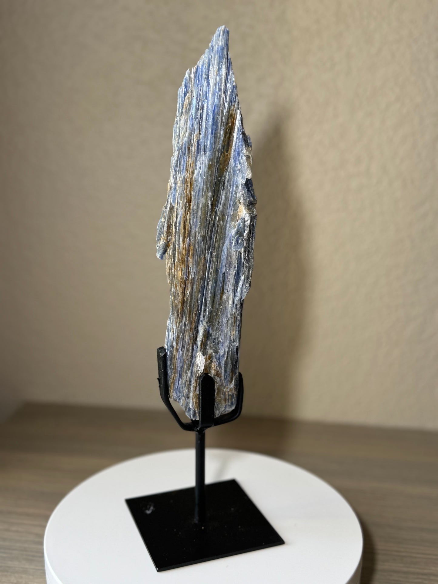 Tall Blue Kyanite Crystal on Custom Stand from Brazil