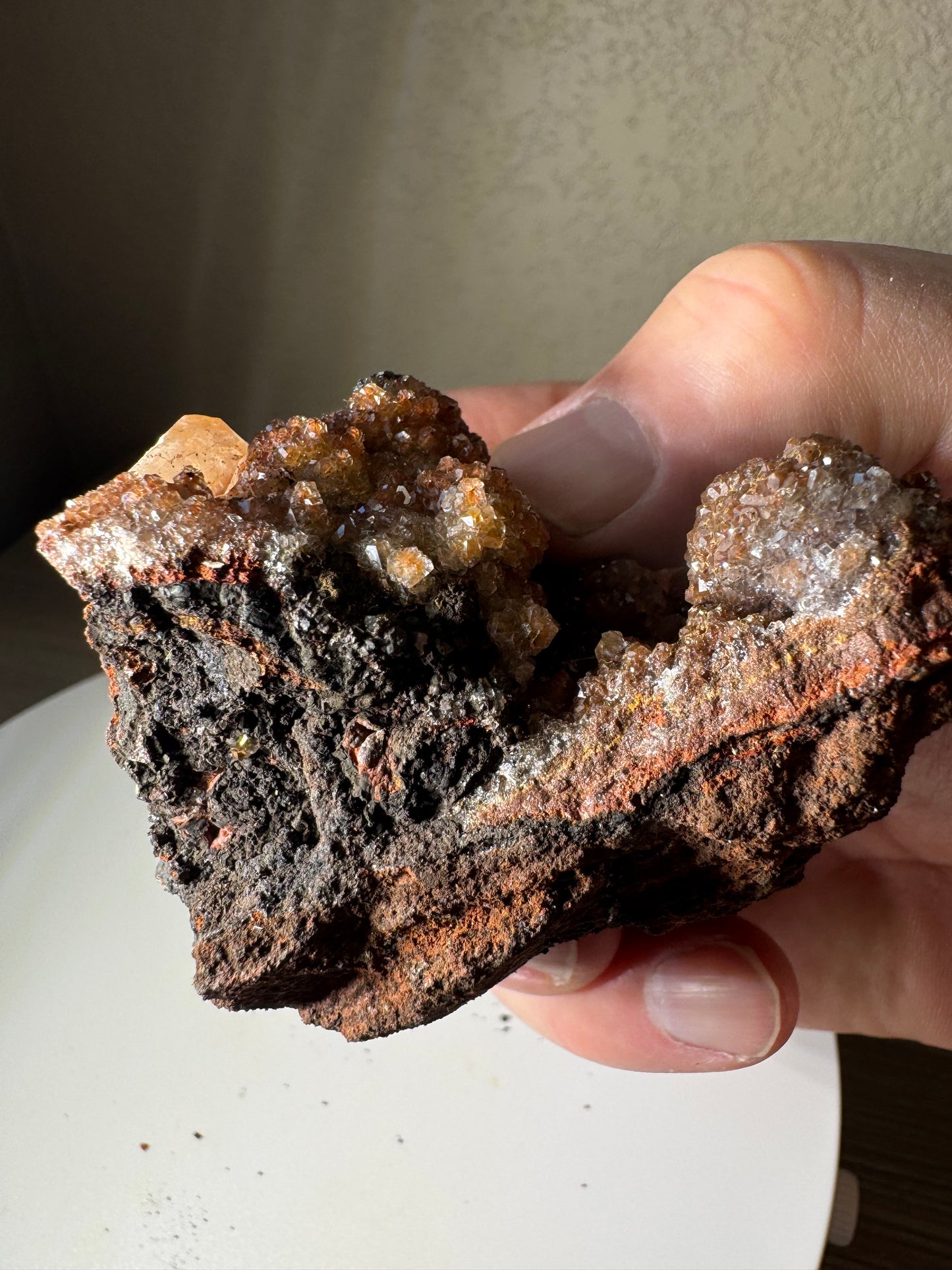 Calcite over Red Chalcedony from El Potosi Mine, Santa Eulaila, Chihuahua, Mex 189g