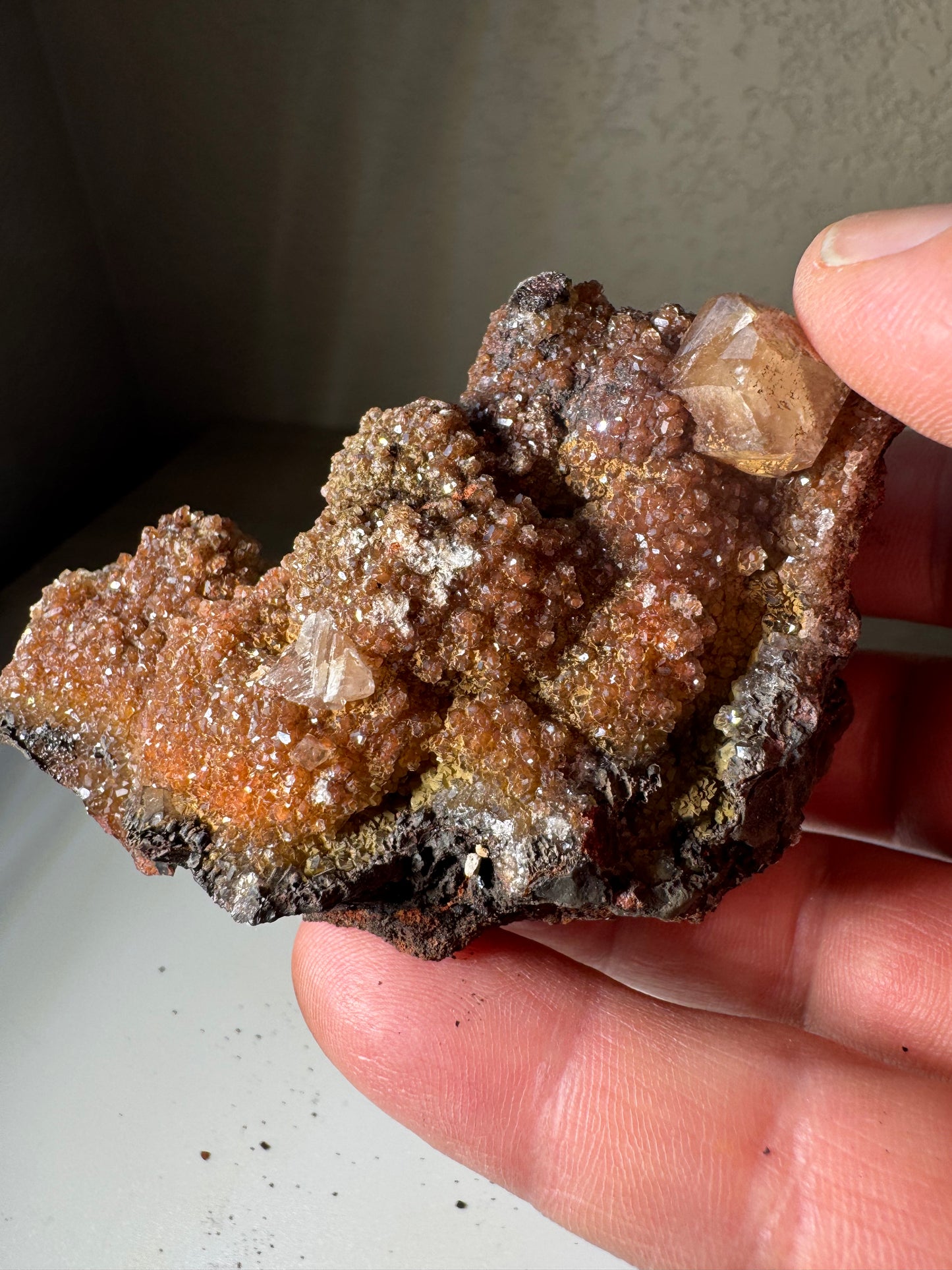 Calcite over Red Chalcedony from El Potosi Mine, Santa Eulaila, Chihuahua, Mex 189g