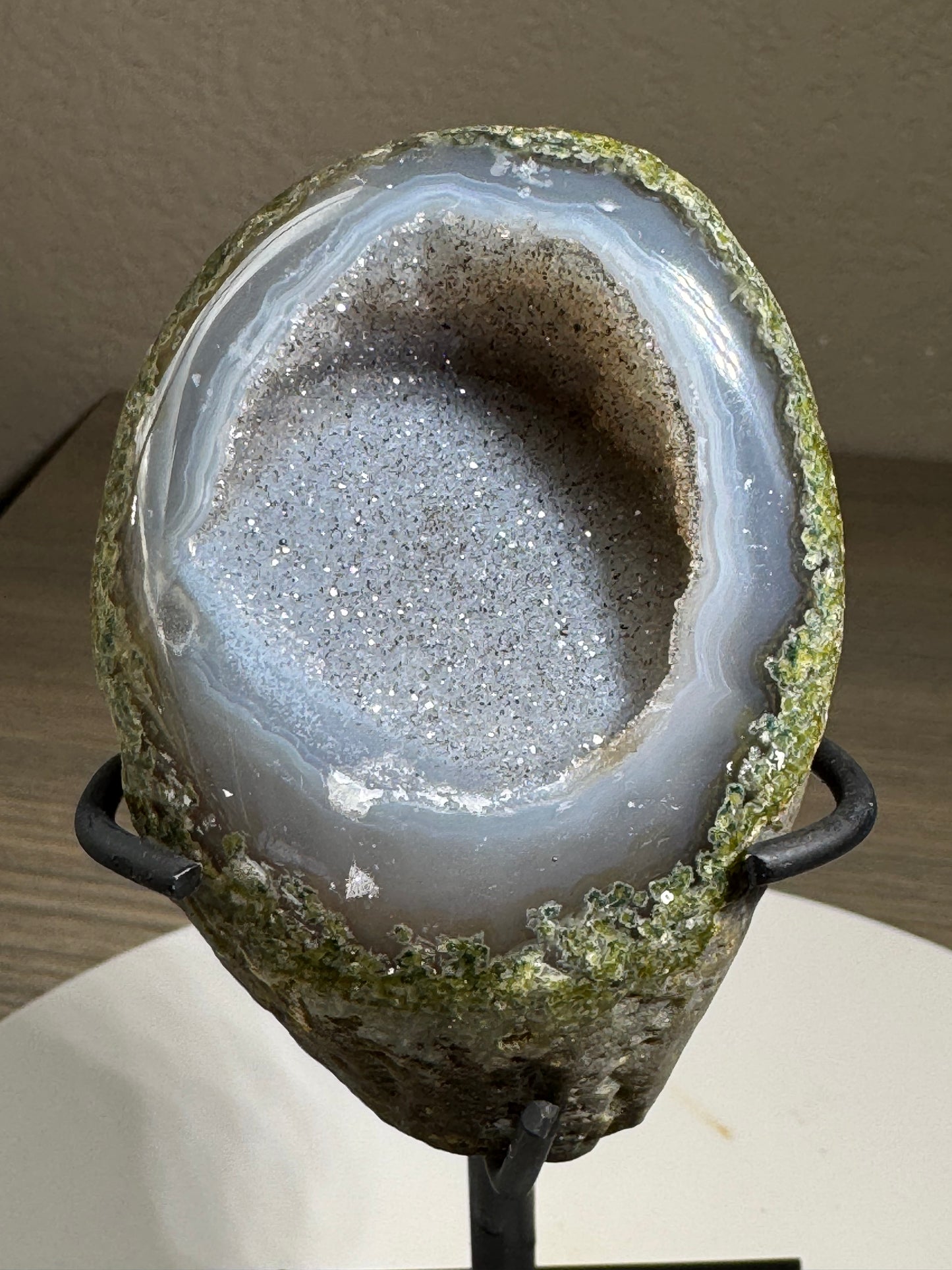 Druzy Brazilian Geode of Custom Stand