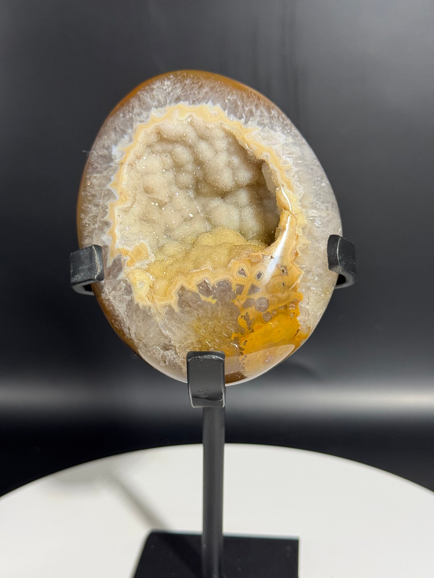 Druzy Agate Geode on Custom Stand from Brazil