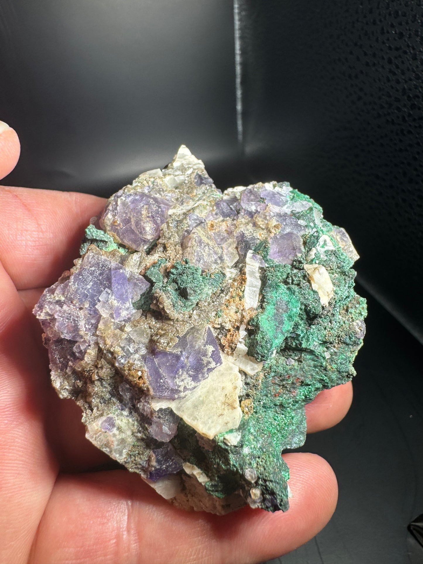 Ojuela Fluorite on Malachite from La Ojuela mine in Mapimi Durango Mex 184 Grams