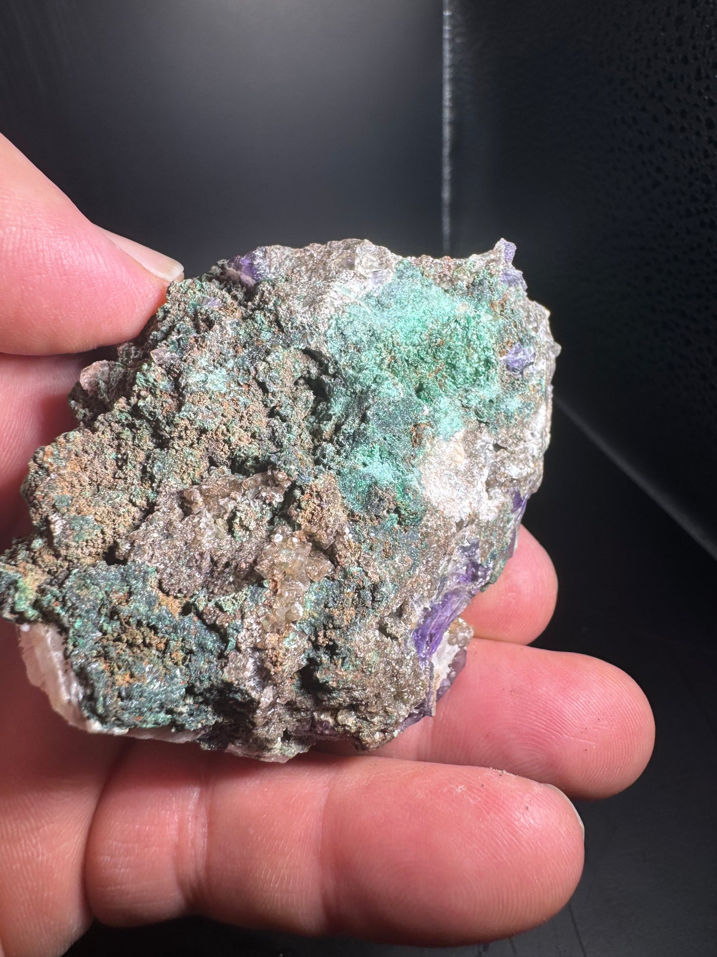 Ojuela Fluorite on Malachite from La Ojuela mine in Mapimi Durango Mex 184 Grams