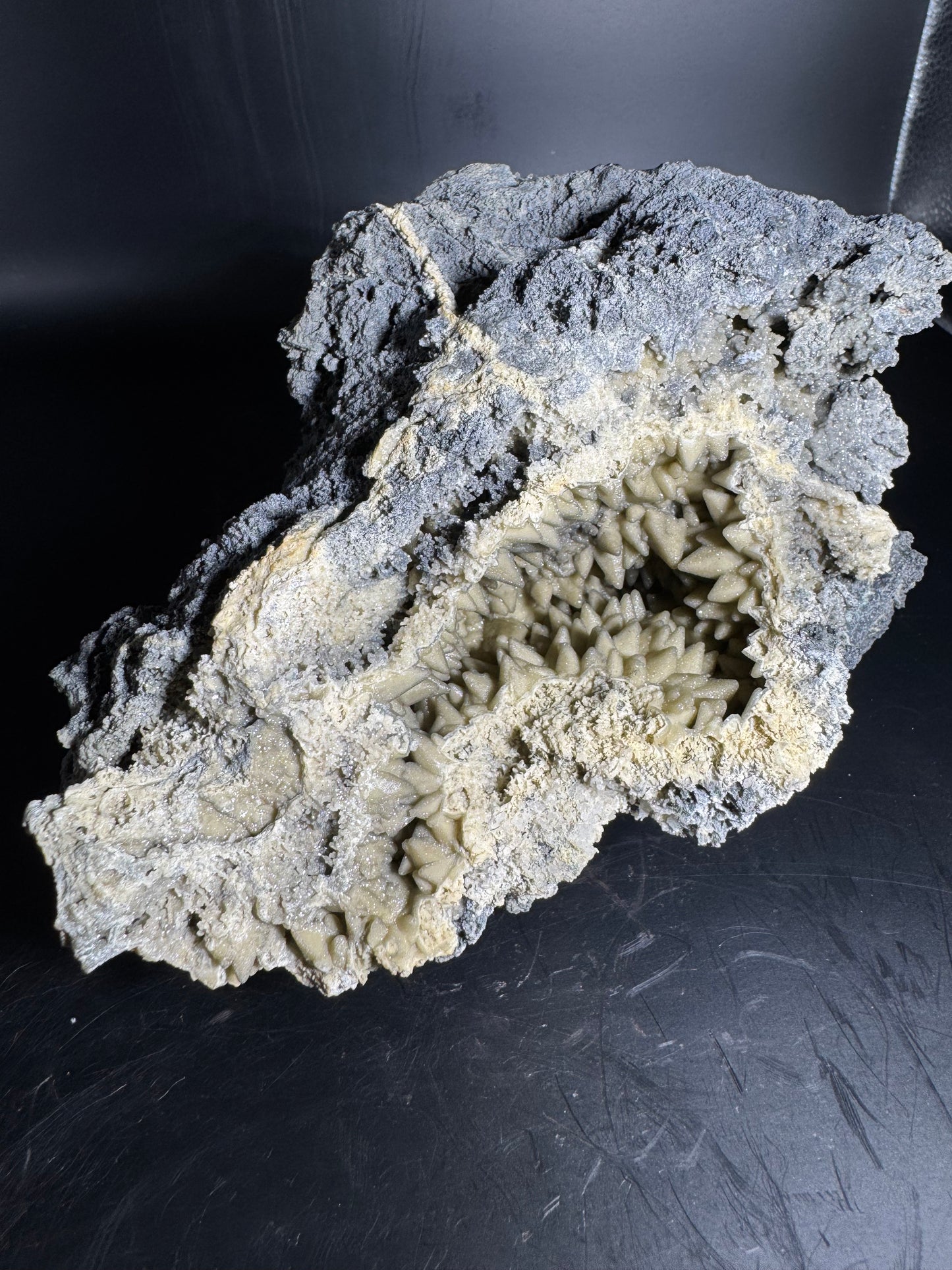 Smithsonite over Dog Tooth Calcite, La Ojuela mine, Mapimi, Durango Mexico 2.9 lbs