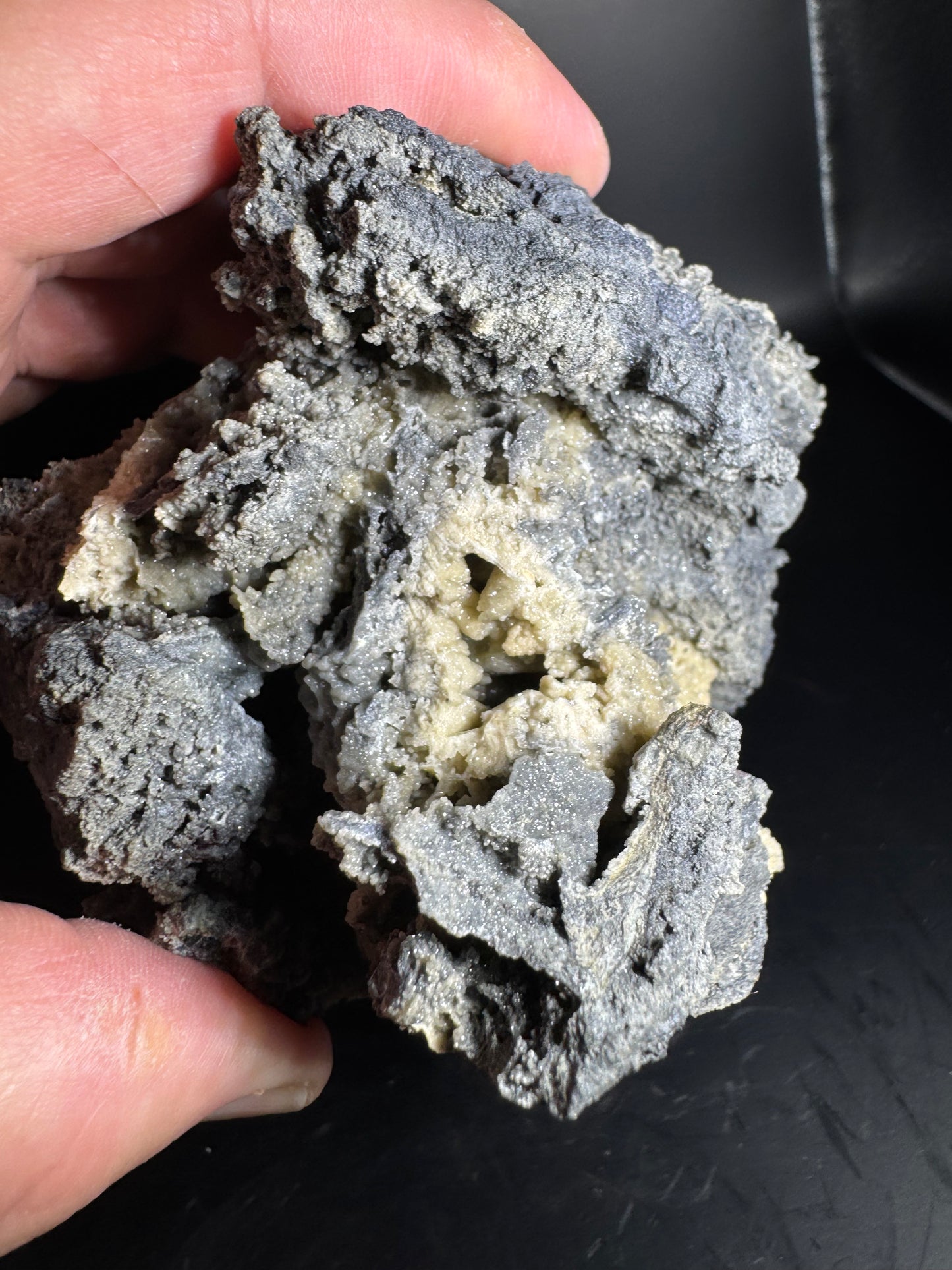 Smithsonite over Dog Tooth Calcite, La Ojuela mine, Mapimi, Durango Mexico 2.9 lbs