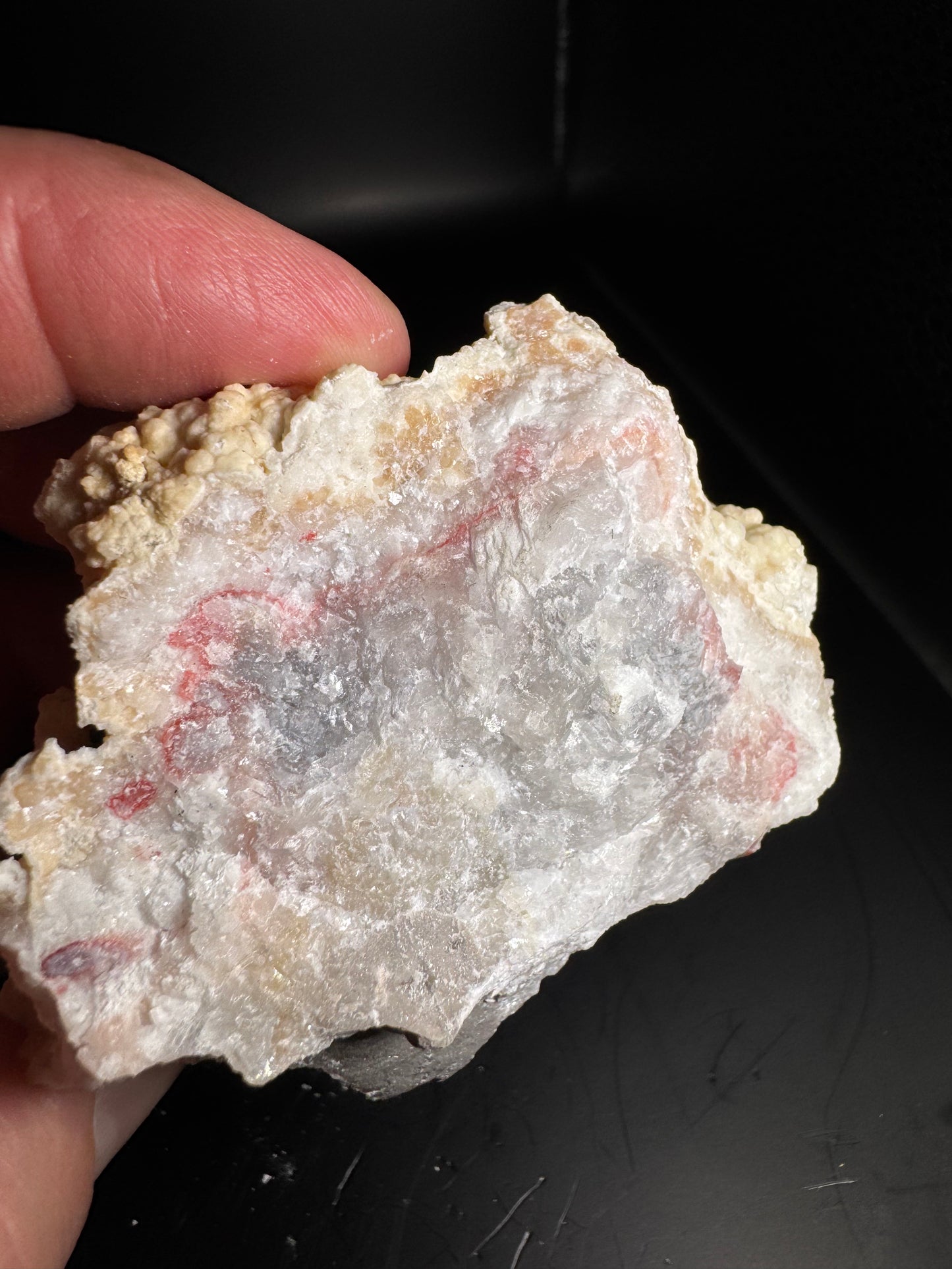 UV Reactive Cinnabar Druzy Quartz El Potosi Mine, Santa Eulalia, Chihuahua, Mex. 195 grams