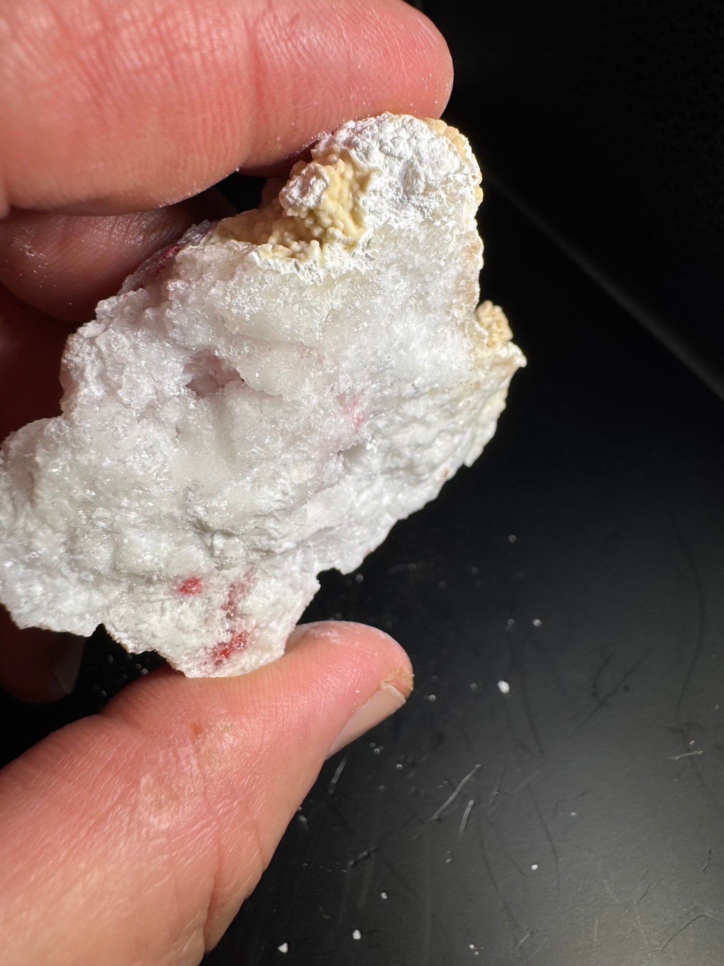 UV Reactive Cinnabar Druzy Quartz El Potosi Mine, Santa Eulalia, Chihuahua, Mex. 48 grams