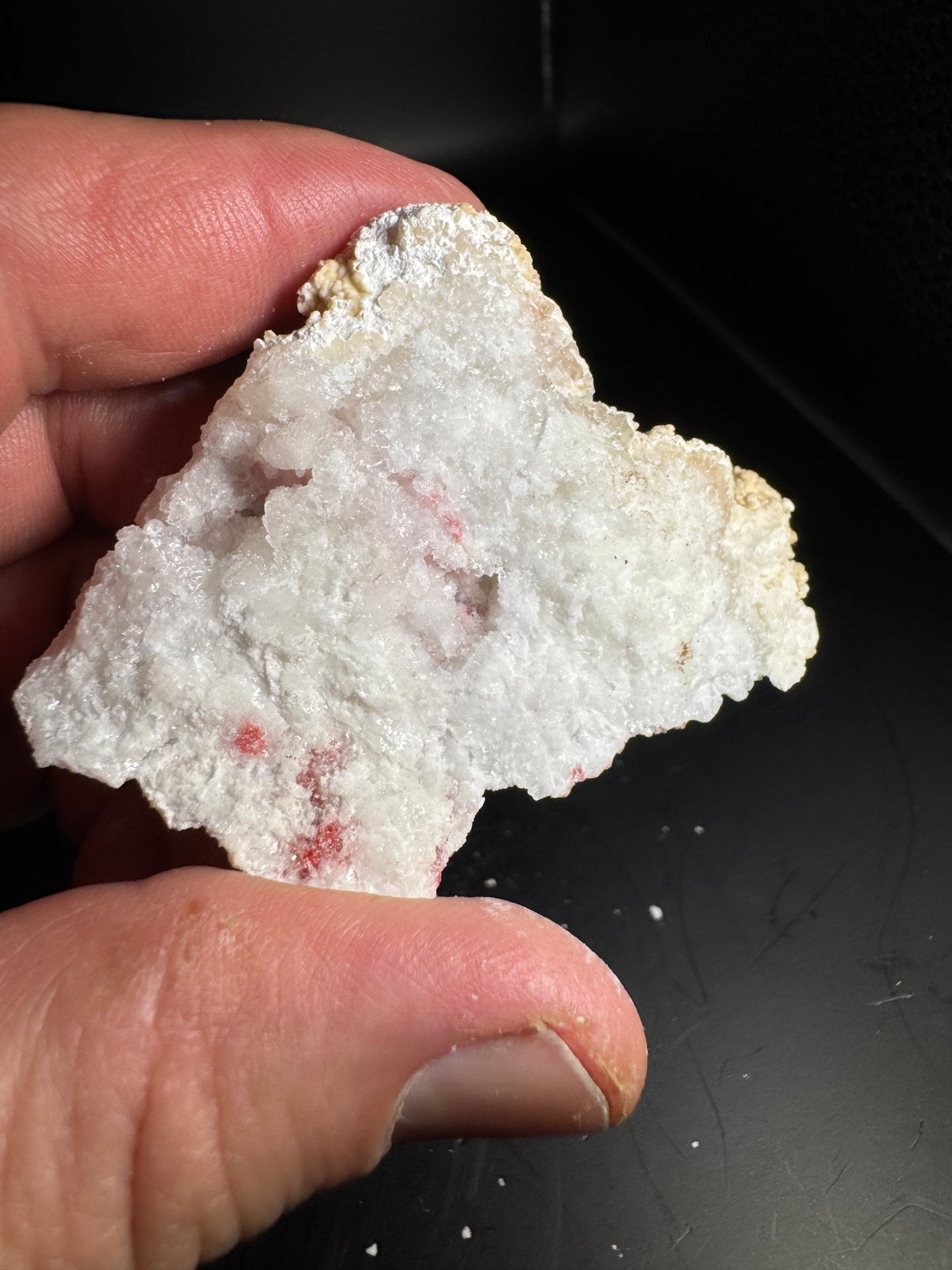 UV Reactive Cinnabar Druzy Quartz El Potosi Mine, Santa Eulalia, Chihuahua, Mex. 48 grams