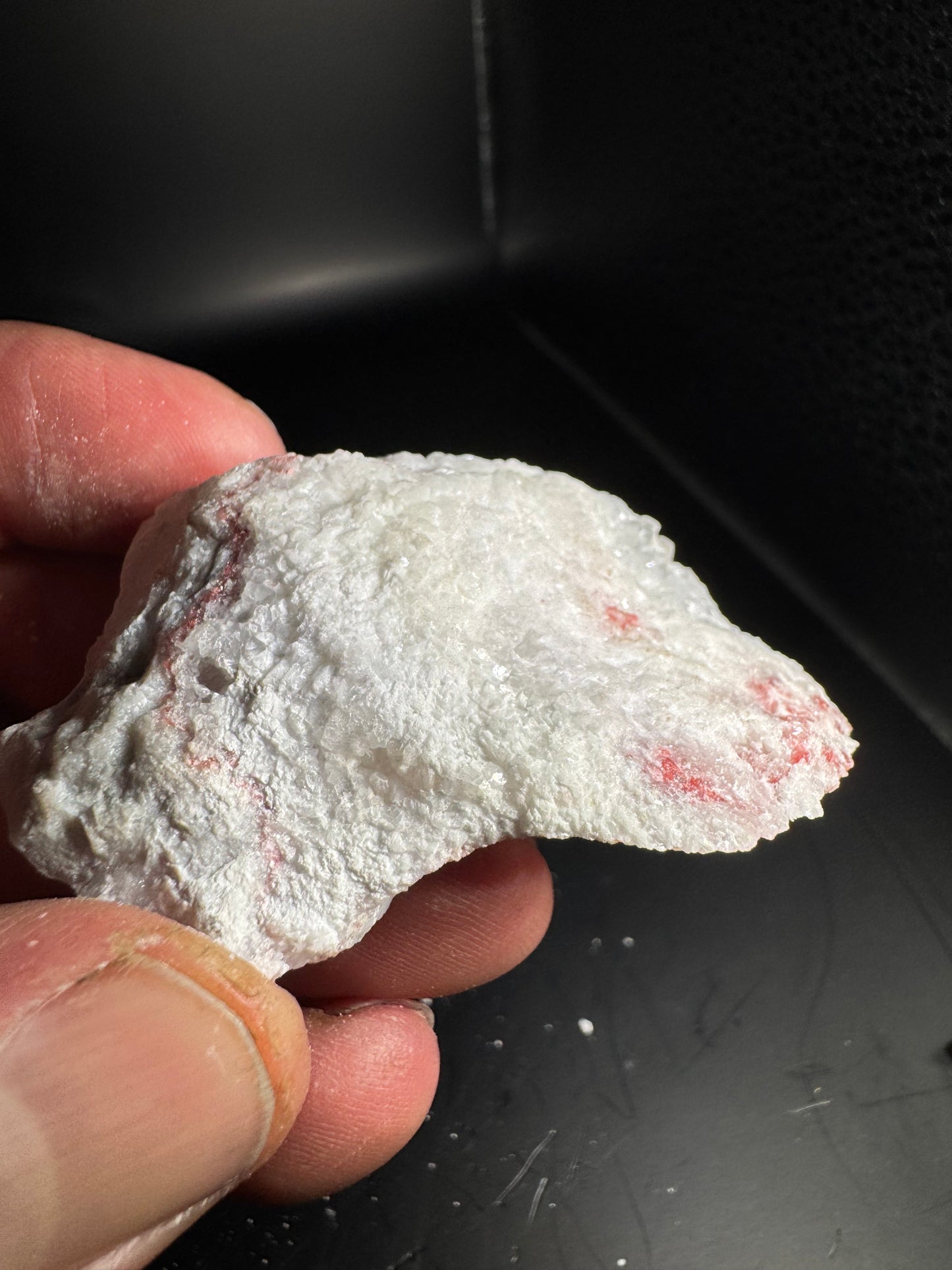 UV Reactive Cinnabar Druzy Quartz El Potosi Mine, Santa Eulalia, Chihuahua, Mex. 47 grams
