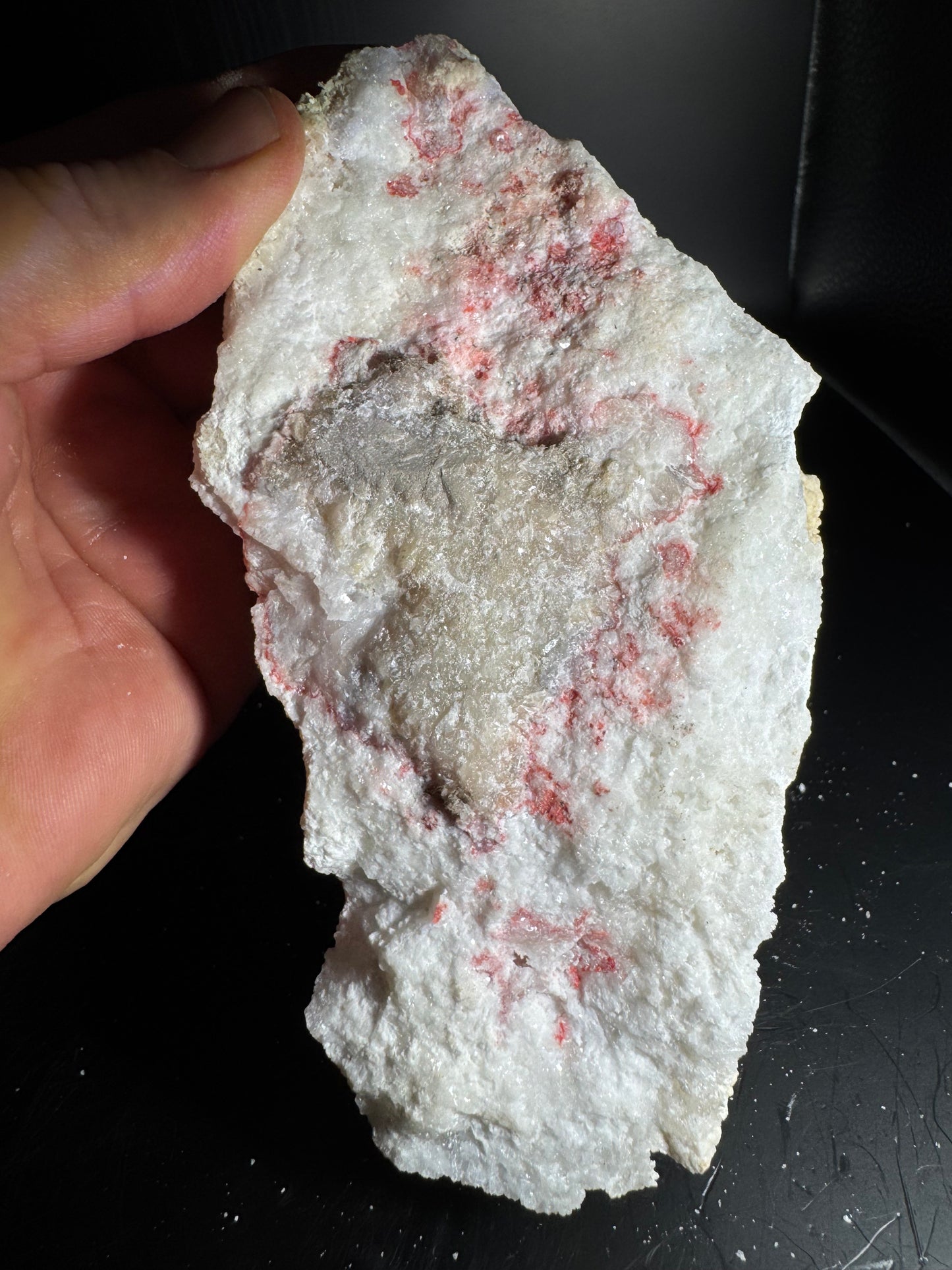 UV Reactive Cinnabar Druzy Quartz El Potosi Mine, Santa Eulalia, Chihuahua, Mex. 625 grams
