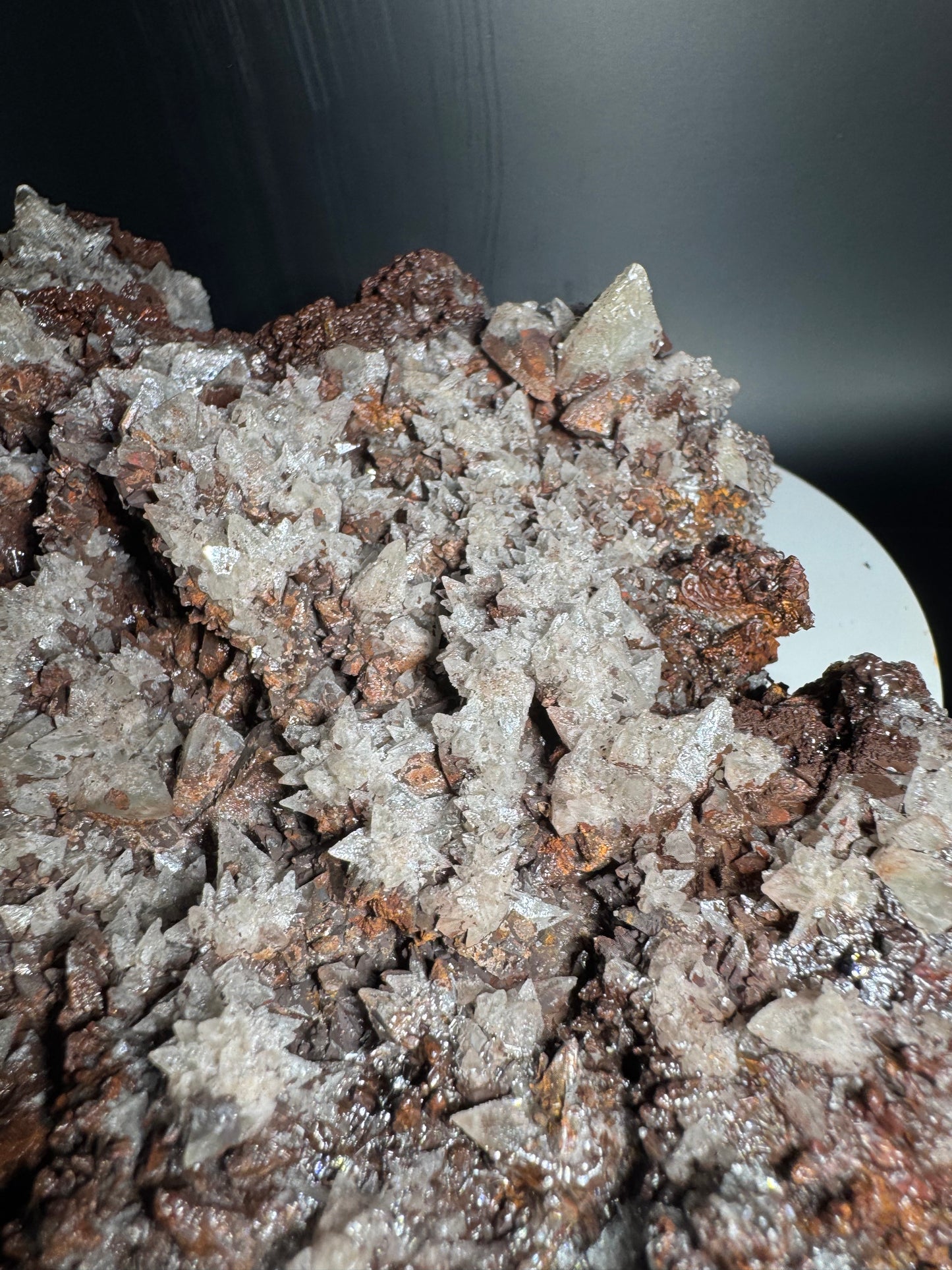 Large Sparkly Dog Tooth Calcite with Hematite Potosi Mine Mx 3.5 lbs