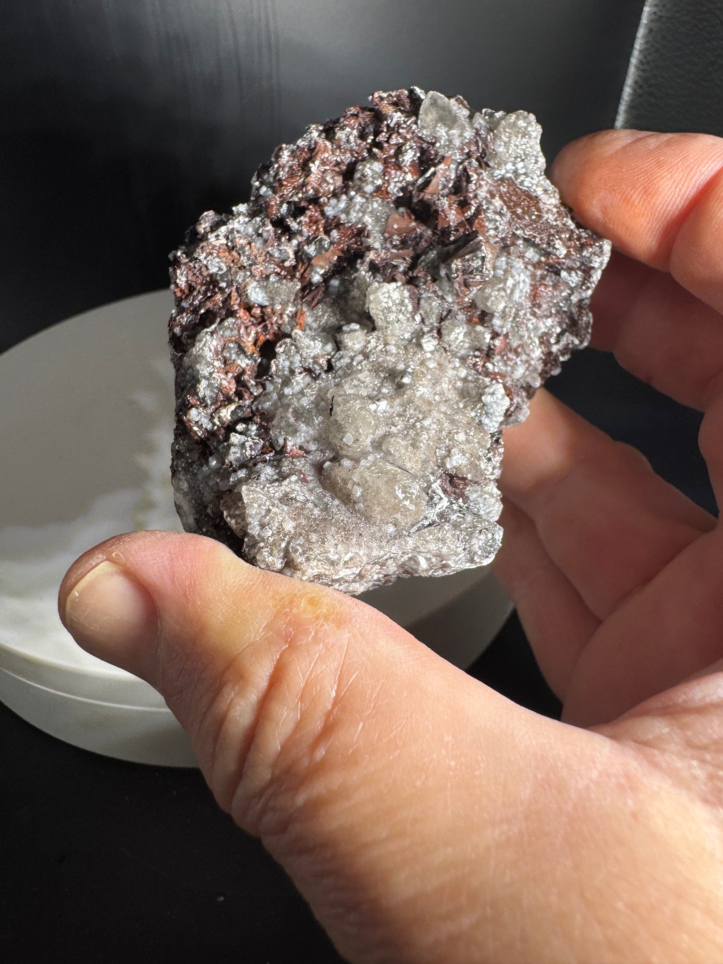 Sparkly Dog Tooth Calcite with Hematite Potosi Mine Mx 193 Grams