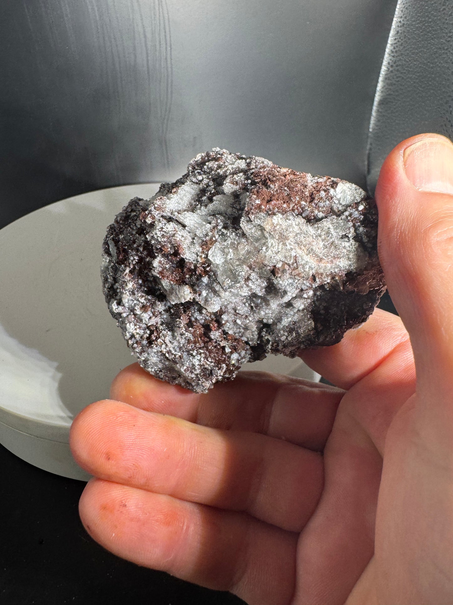 Sparkly Dog Tooth Calcite with Hematite Potosi Mine Mx 193 Grams