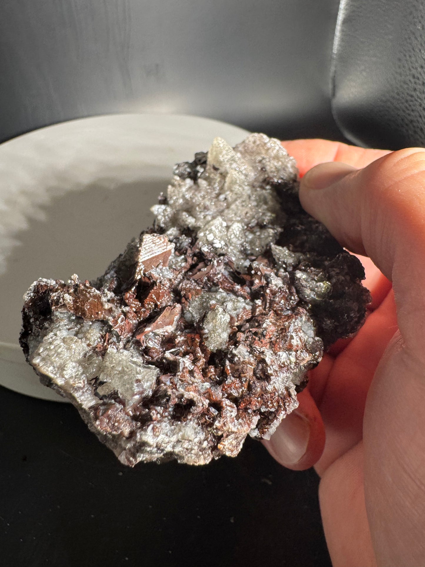 Sparkly Dog Tooth Calcite with Hematite Potosi Mine Mx 193 Grams