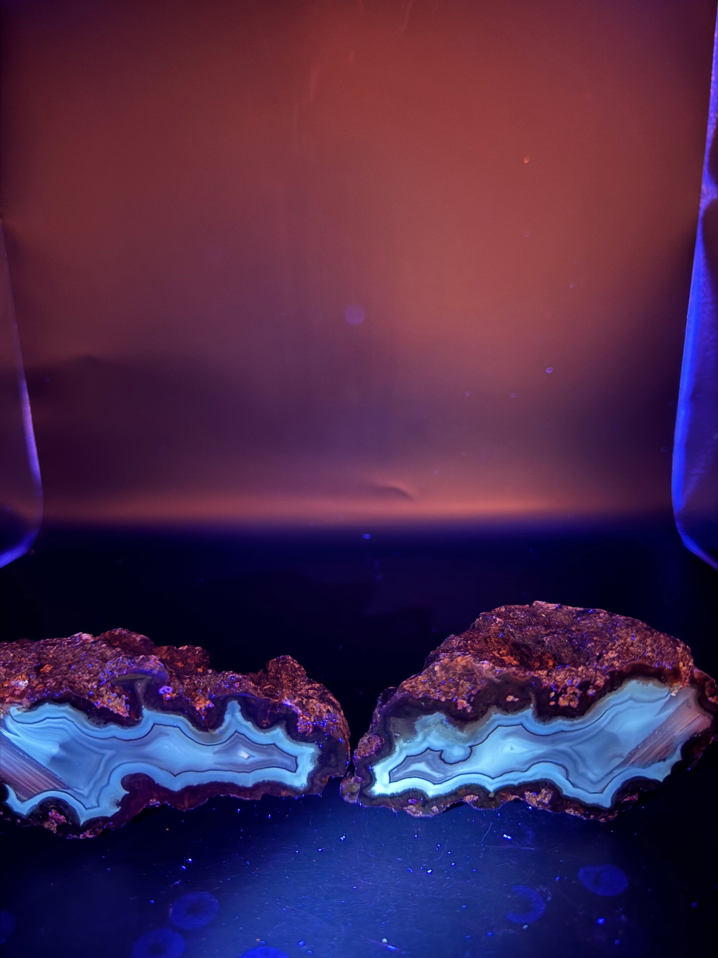 Blue Banded Turkish Agate Pair UV Reactive