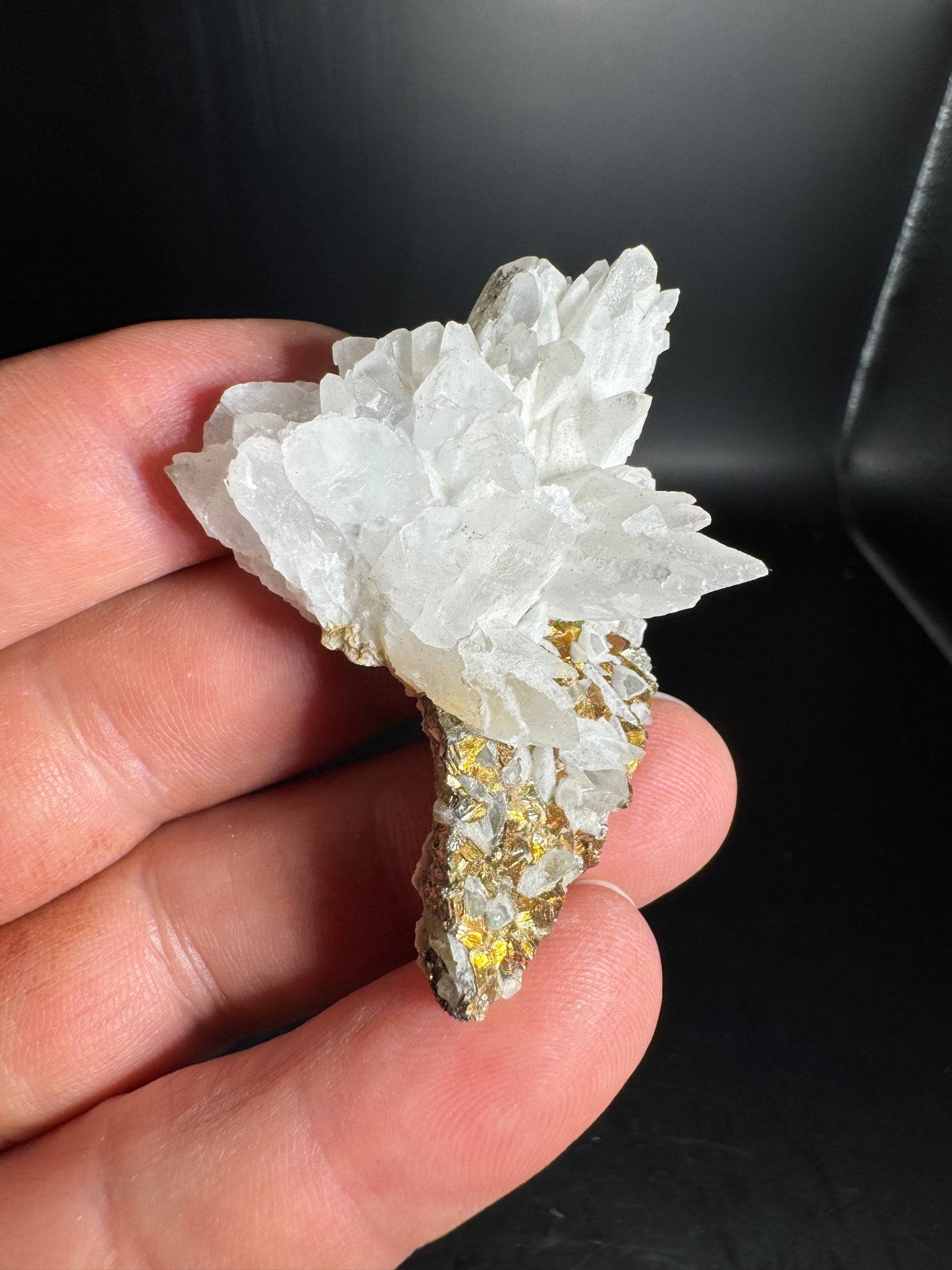 Iridescent Marcasite on Mangano Calcite Guerrero, Taxco Mex 26 Grams