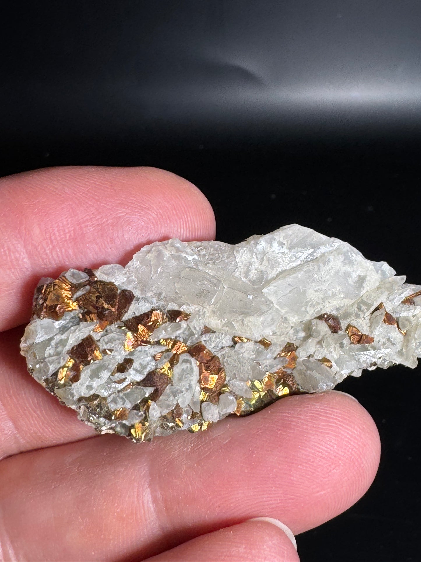 Iridescent Marcasite on Mangano Calcite Guerrero, Taxco Mex 15 Grams