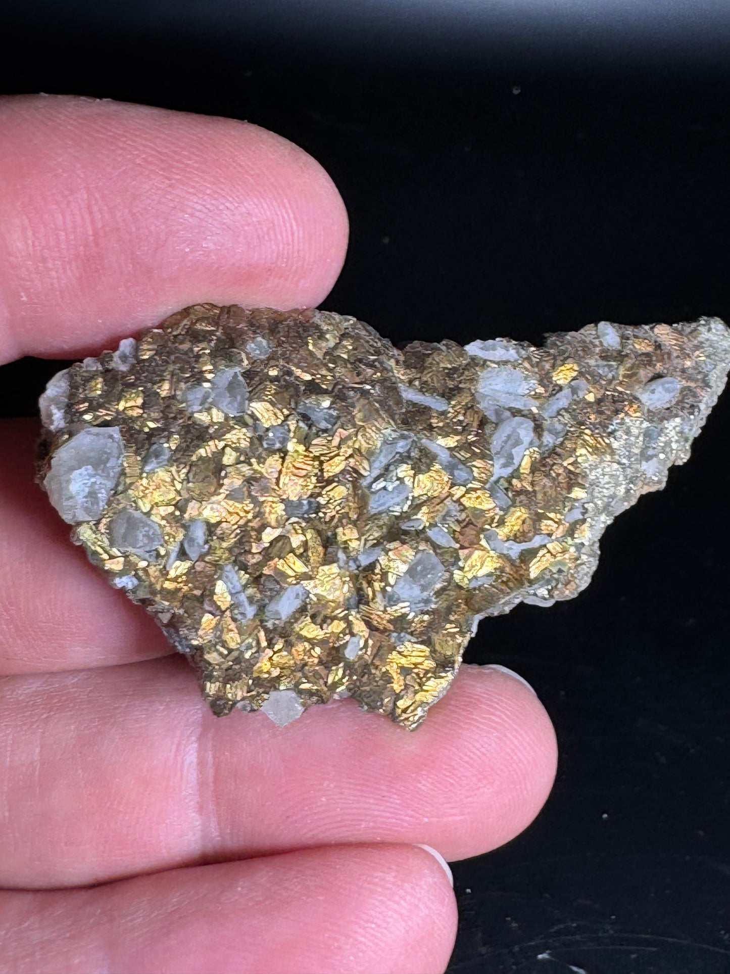 Iridescent Marcasite on Mangano Calcite Guerrero, Taxco Mex 25 Grams