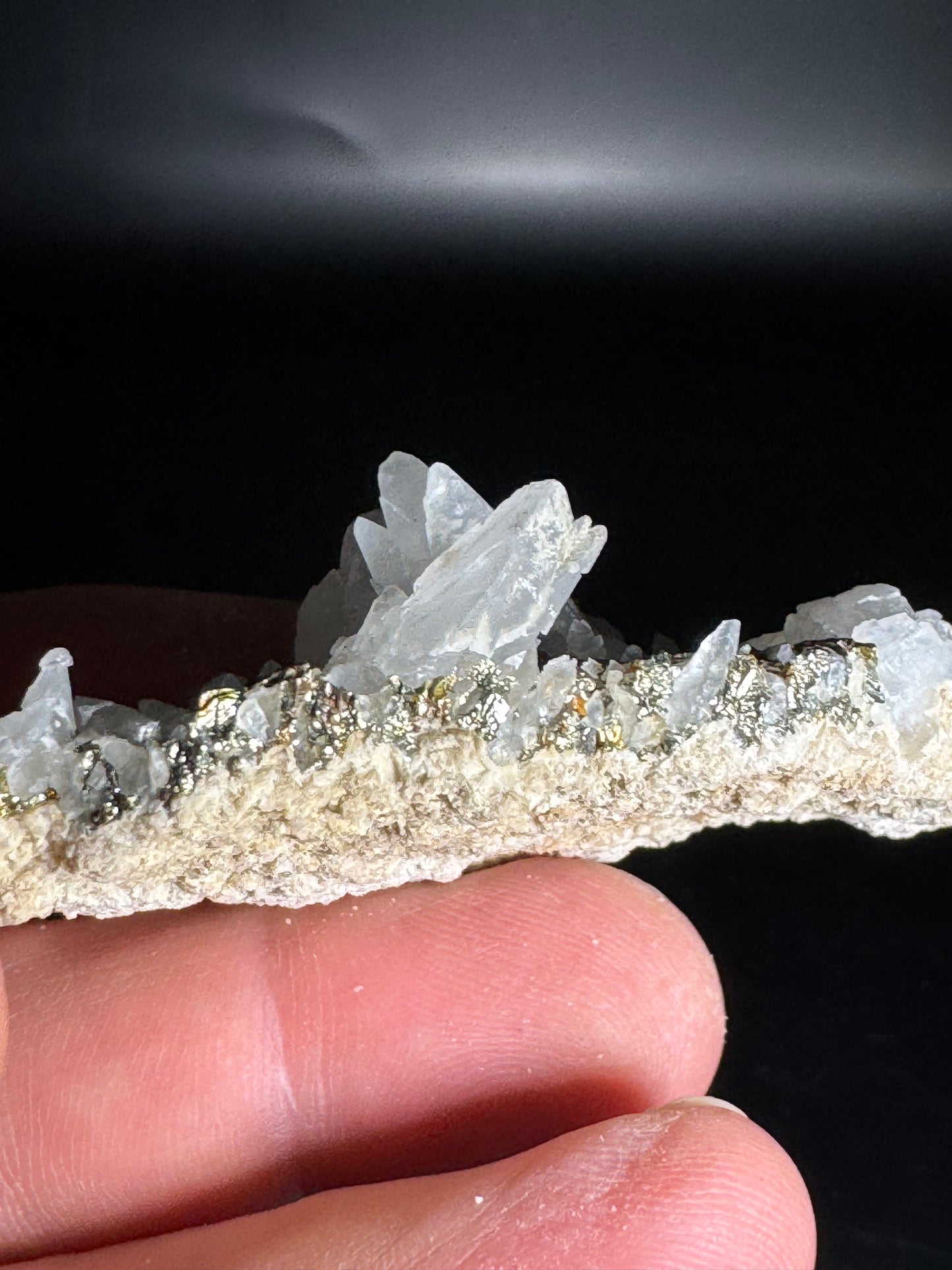 Iridescent Marcasite on Mangano Calcite Guerrero, Taxco Mex 46 Grams