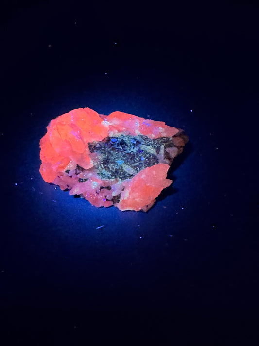 Iridescent Marcasite on Mangano Calcite Guerrero, Taxco Mex 23 Grams