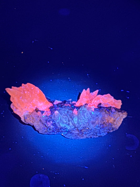 Iridescent Marcasite on Mangano Calcite Guerrero, Taxco Mex 48 Grams