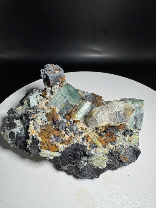 376g Natural Aquamarine Tourmaline Cluster Mineral Specimen Namibia