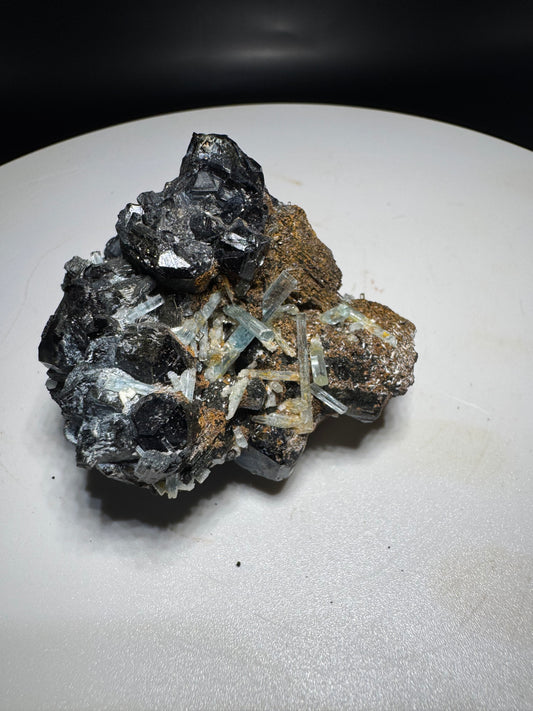 114g Natural Aquamarine Tourmaline Cluster Mineral Specimen Namibia