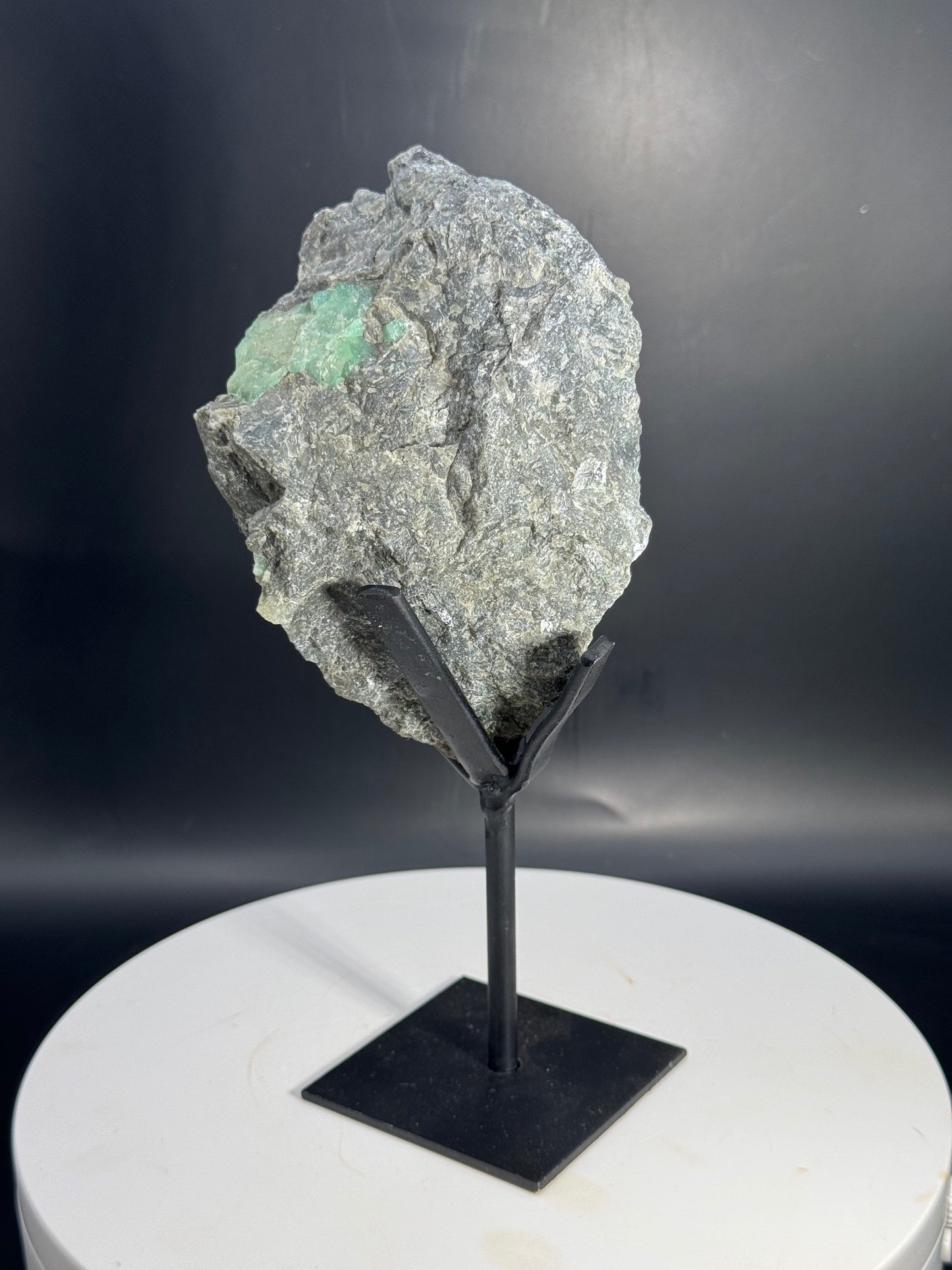 Emerald in Matrix on Custom Stand from Brazil