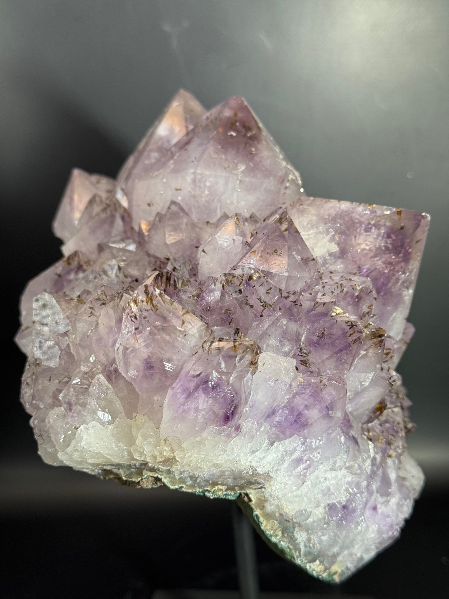 Stunning 16 lbs Amethyst Cluster covered in Golden Rutile Brazil