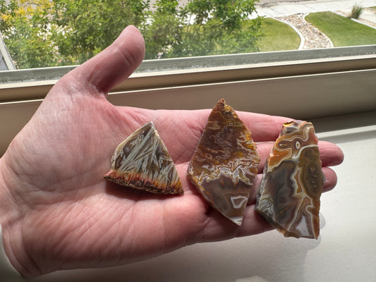 3 Saganite Agate Slabs From Brazil