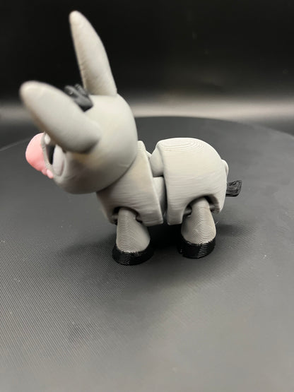 3D Printed Flexi Donkey Toy | Articulated Fidget Animal with Swivel Head | Kids Gift | Farm Animal