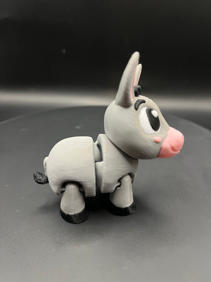 3D Printed Flexi Donkey Toy | Articulated Fidget Animal with Swivel Head | Kids Gift | Farm Animal