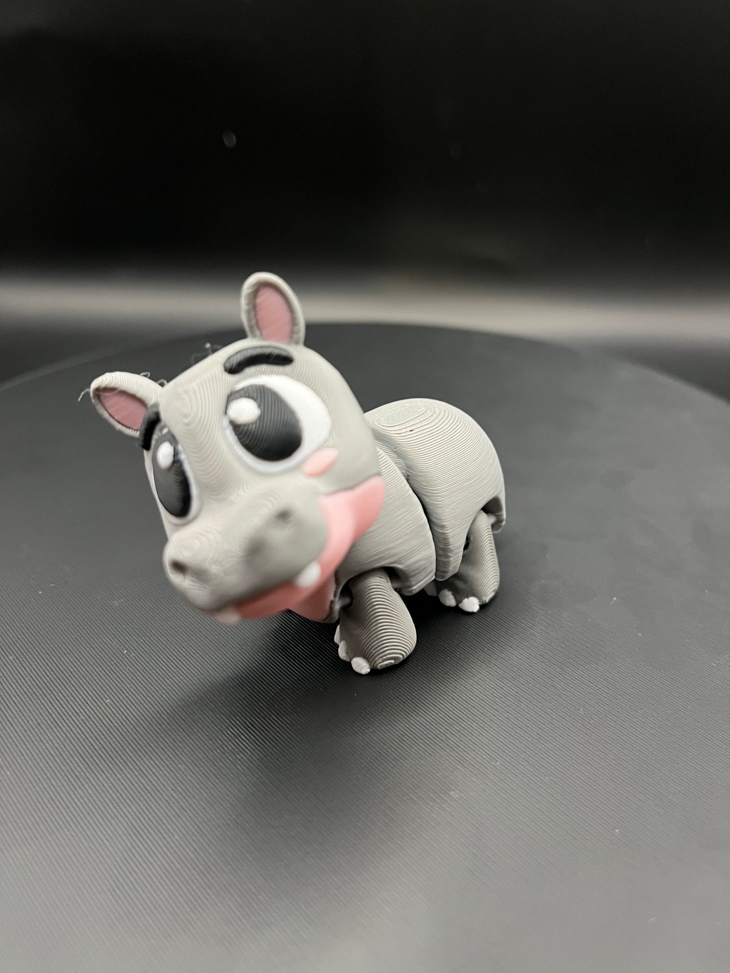Flexi Hippo 3D Printed Articulated Fidget Toy with Rotating Head, Cute Desk Decor Animal Gift