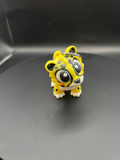 Flexi Cheetah Keychain with Movable Head | 3D Printed Articulated Animal Bag Charm | Cute Safari Gift