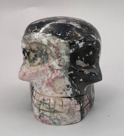 Rhodonite and Galena Skull