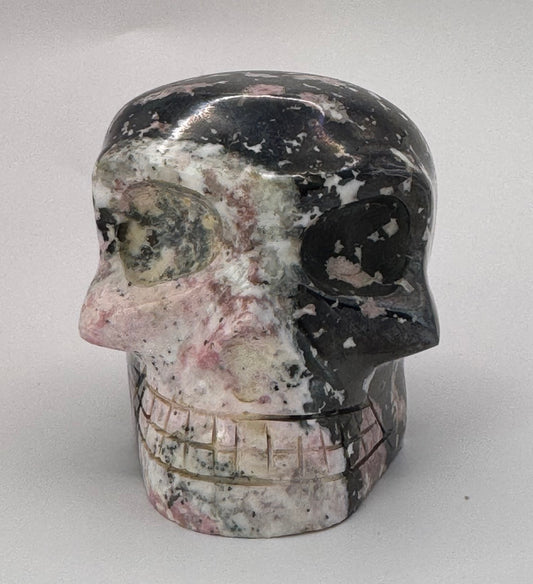 Rhodonite and Galena Skull