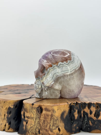 Amethyst Banded Agate Carved Skull 3.0"
