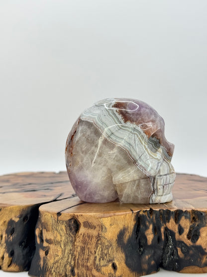 Amethyst Banded Agate Carved Skull 3.0"
