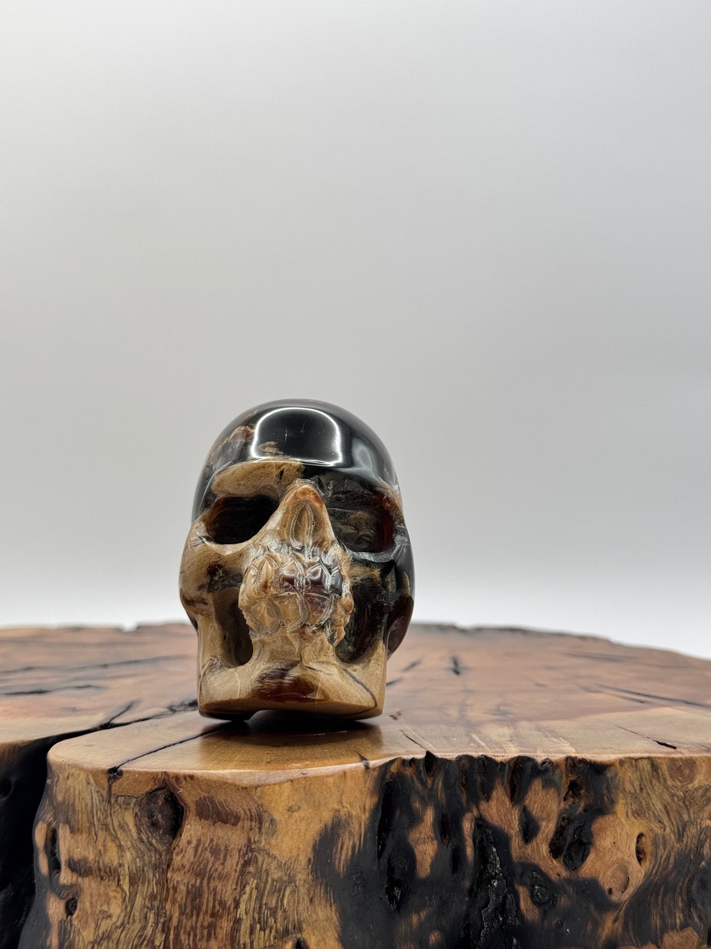 Blue Amber Hand Carved Skull 2.5" UV reactive!