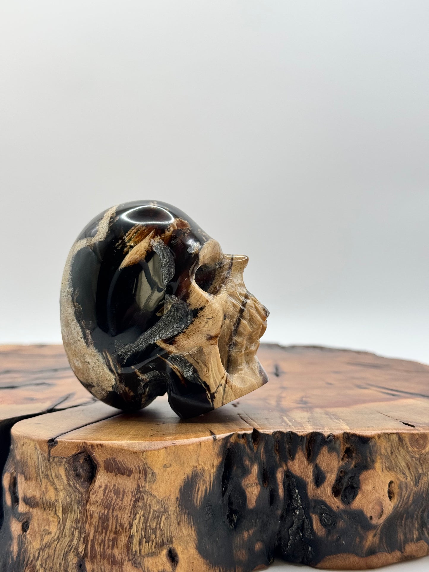 Blue Amber Hand Carved Skull 2.5" UV reactive!