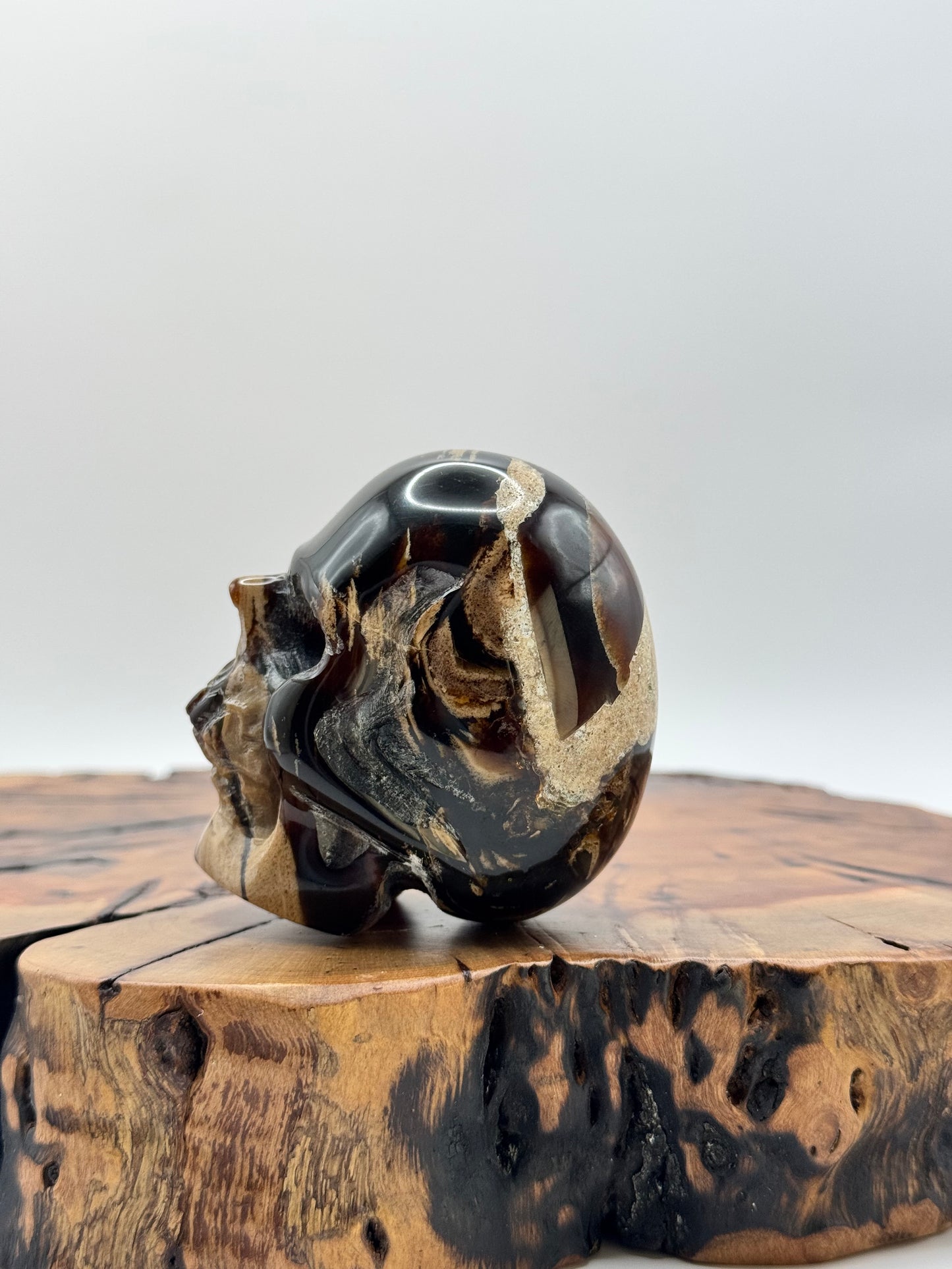 Blue Amber Hand Carved Skull 2.5" UV reactive!