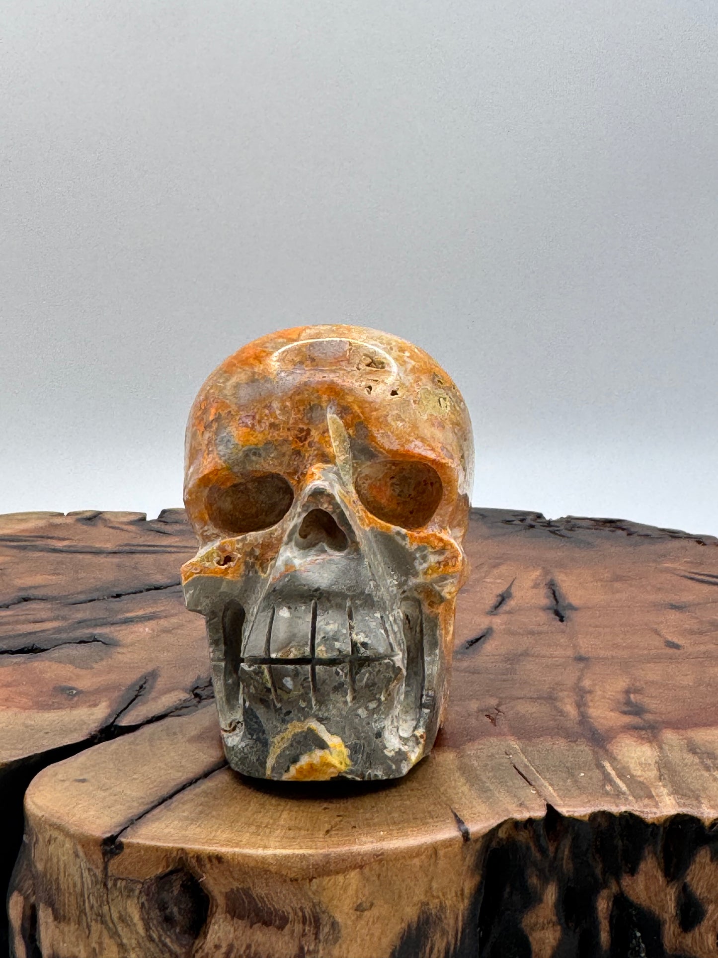 Bumble Bee Jasper Hand Carved Skull 2.5"