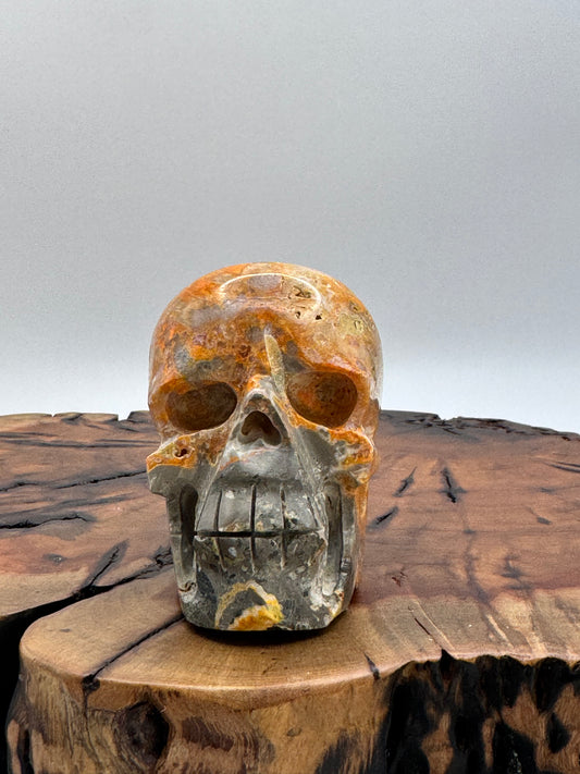 Bumble Bee Jasper Hand Carved Skull 2.5"