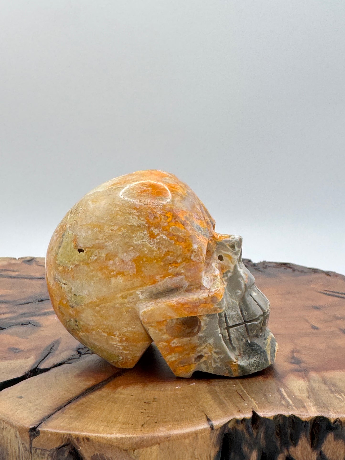 Bumble Bee Jasper Hand Carved Skull 2.5"